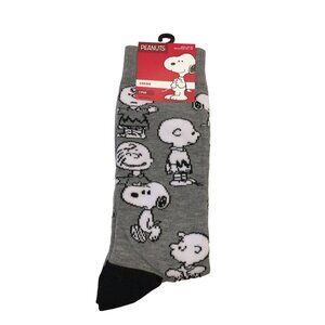 Peanuts Charlie Brown Snoopy Men's Crew Socks Size 6.5-12 Gray